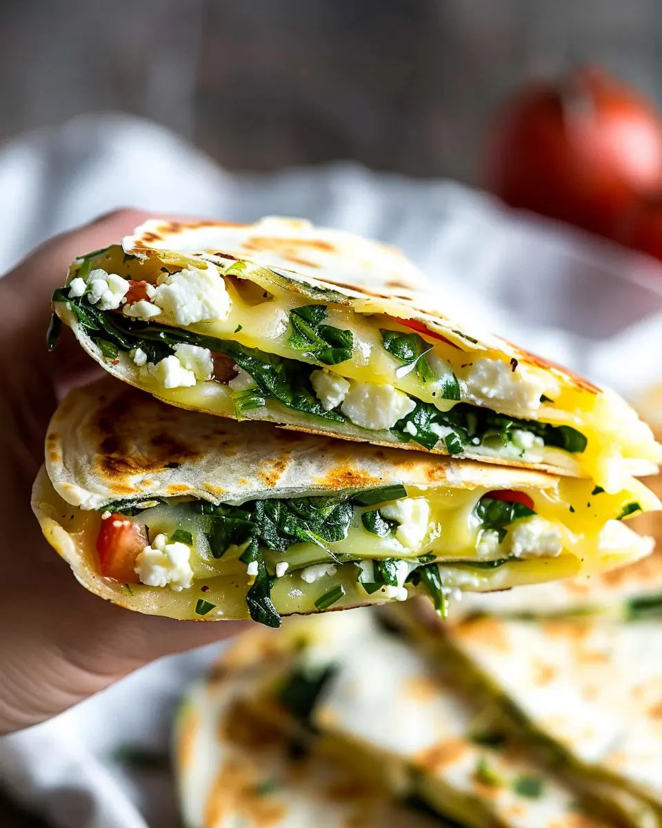 10 Minute Spinach and Feta Breakfast Quesadilla for Busy Mornings