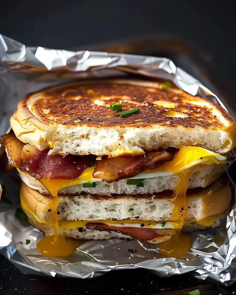 Egg McMuffin Breakfast Sandwich with Turkey Bacon and Chicken Ham