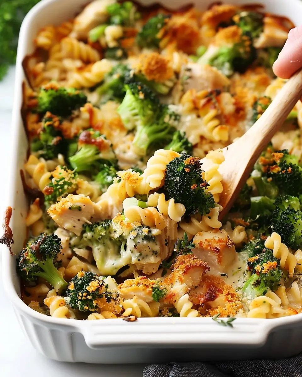 Healthier Broccoli Chicken Casserole with Turkey Bacon Delight