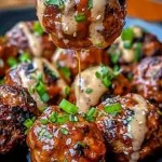 Korean BBQ Meatballs with Spicy Mayo Dip