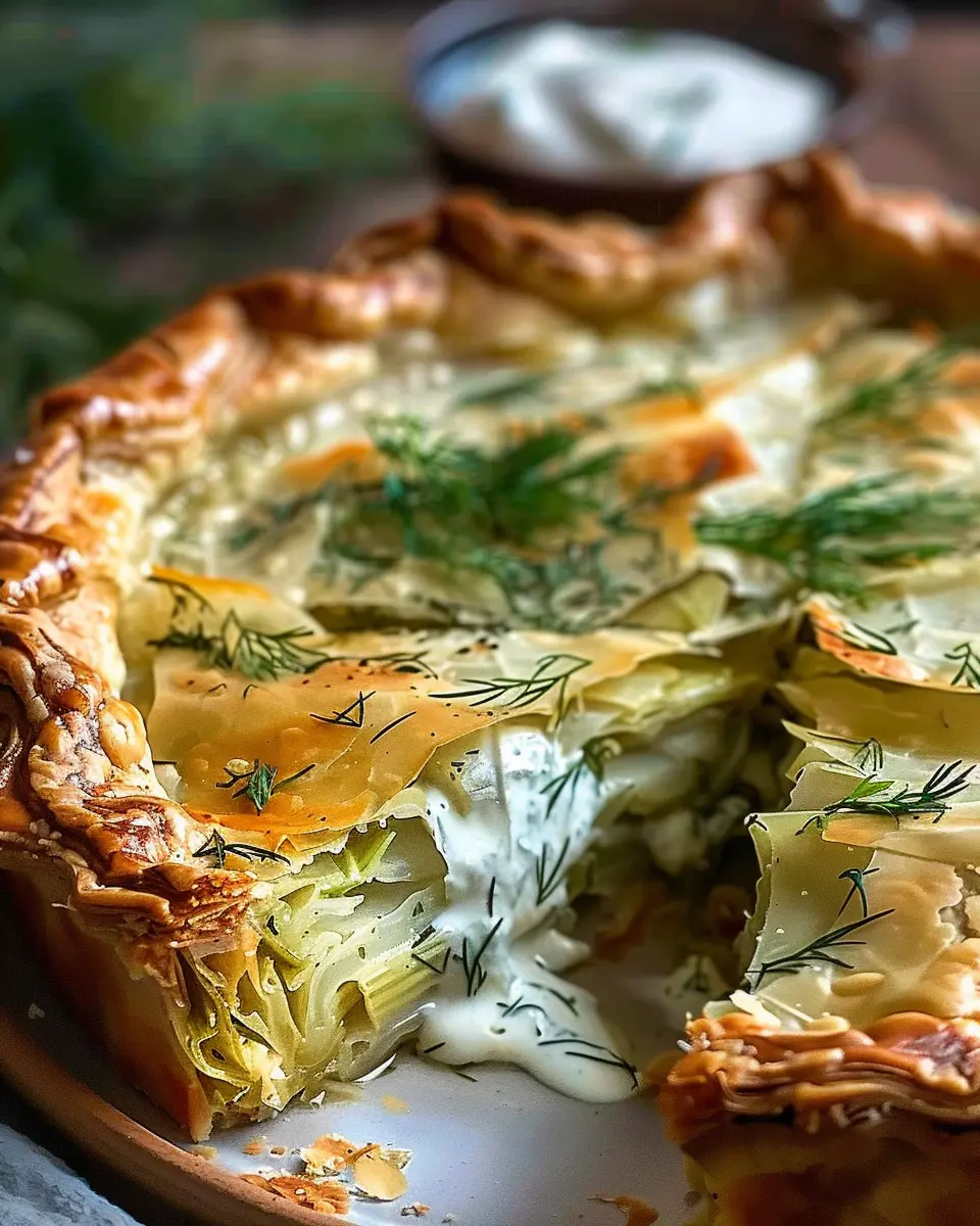 Crispy Cabbage Pie with Dill Cream Sauce: Simply Irresistible