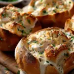 Chicken Alfredo Garlic Bread Bowls