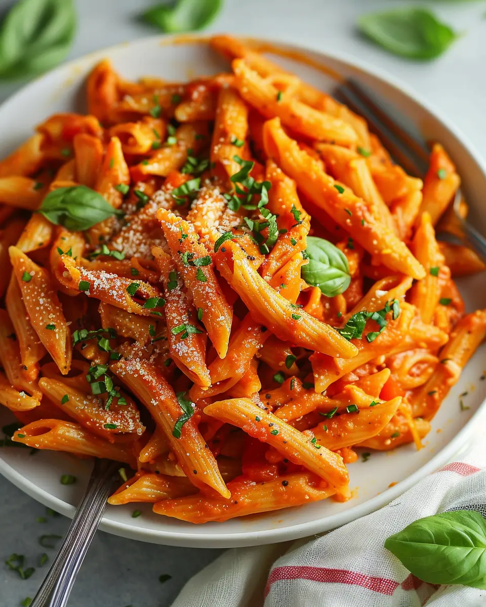 Red Pepper Pasta: Easy Recipe with Turkey Bacon and Chicken Ham