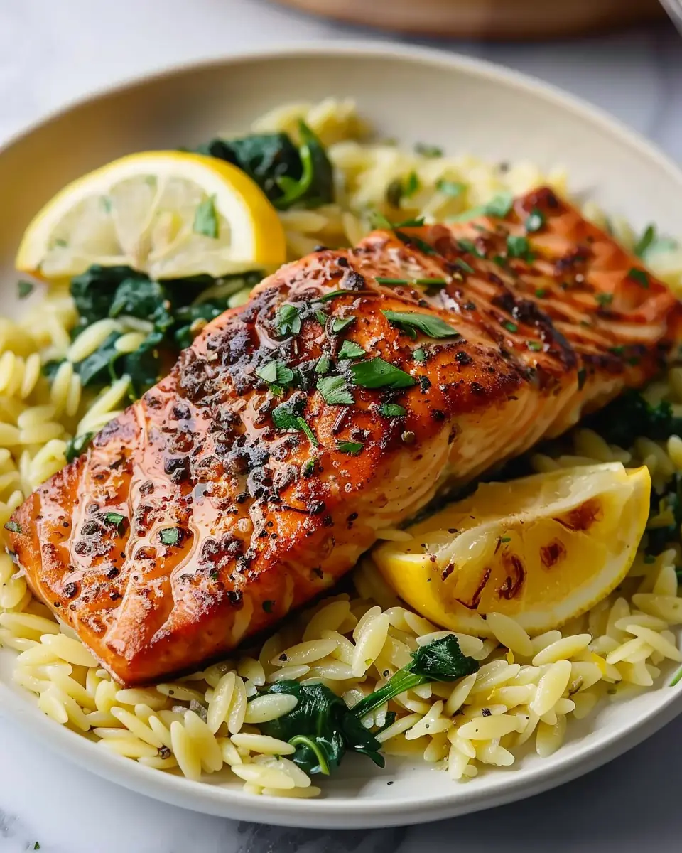 30-Minute Seared Salmon: Easy and Zesty Lemon Orzo Delight