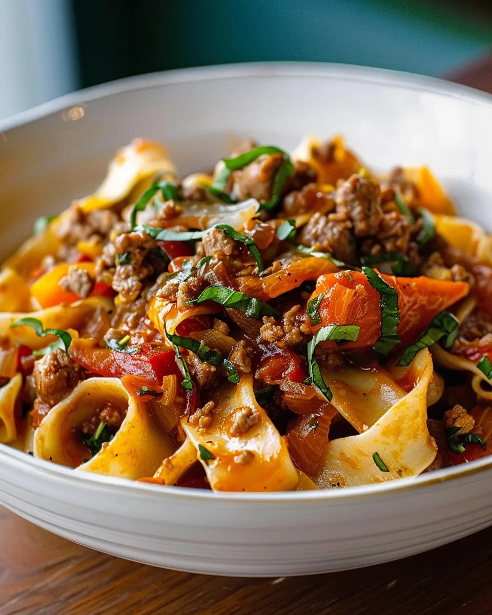 Italian Drunken Noodles: Indulgent Flavor Burst with Turkey Bacon