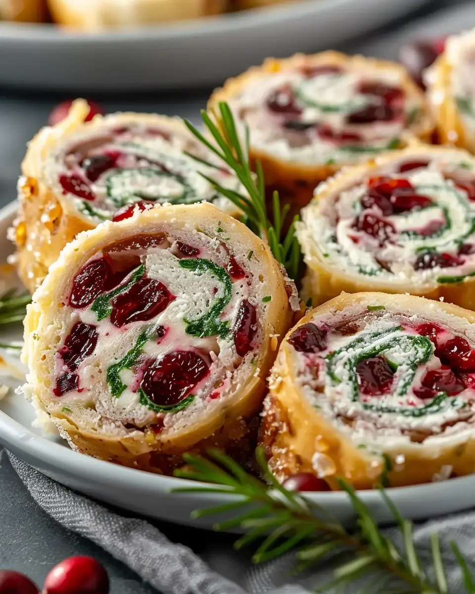Savory Christmas Cranberry Roll Ups with Turkey Bacon Delight