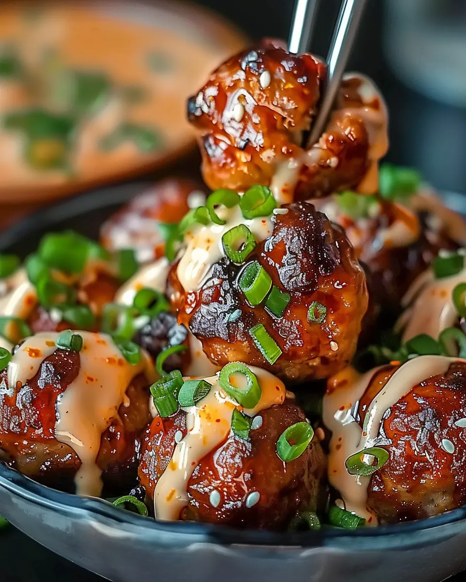 Korean BBQ Meatballs: Juicy Bites with Spicy Mayo Dip